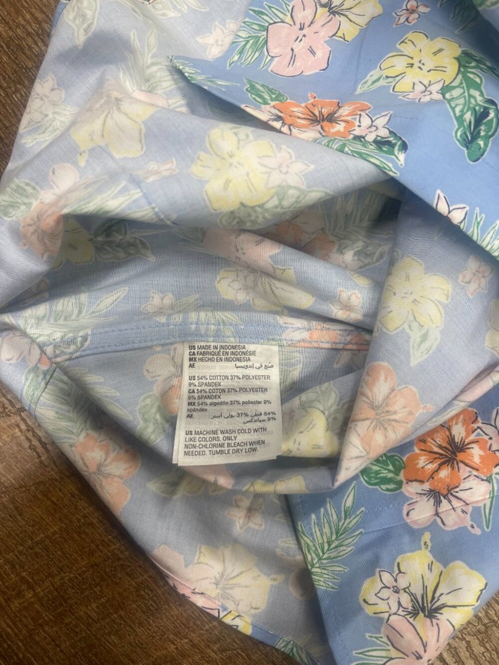 Club Room Slim Fit Blue Tropical Floral Button Shirt Small - Picture 6 of 7